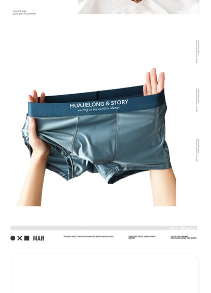 3PCS Luxury Ice Silk Satin Boxers — Summer Smooth, Cool Solid Men’s Underwear with Breathable Mesh Crotch
