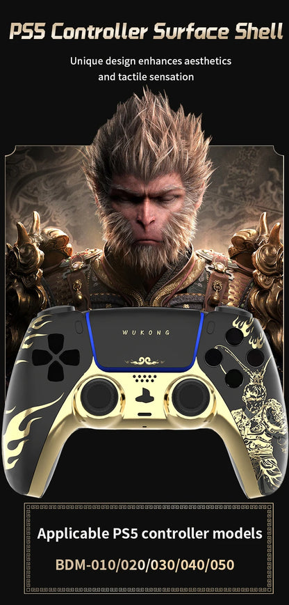 PS5 Controller Case — Limited Edition Gold Wukong Touchpad Front & Backplate Replacement Cover for BDM-010 Gamepad