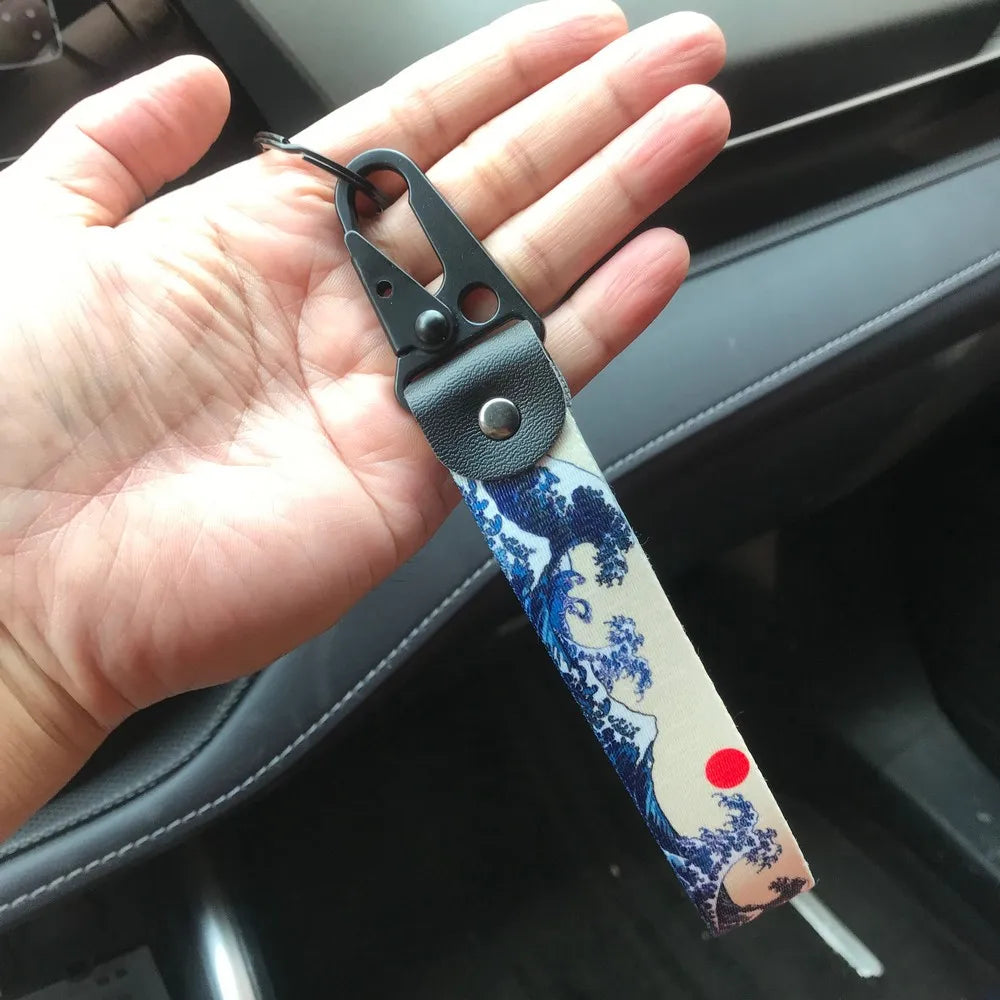 Hokkaido Waves Nylon Keychain Lanyard – JDM Style for Honda, Toyota & Auto Accessories