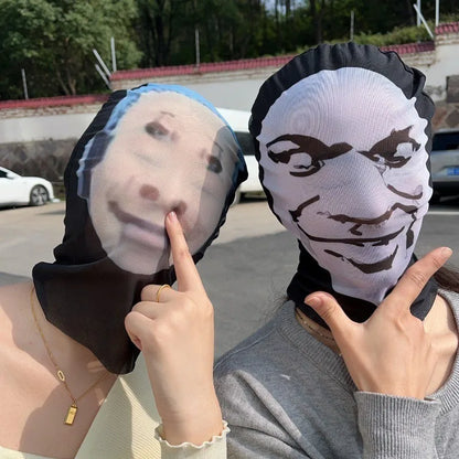 3D Printed Realistic Face Mask - Stretch Mesh Full Head Cosplay Balaclava for Role Play & Hip Hop Costume