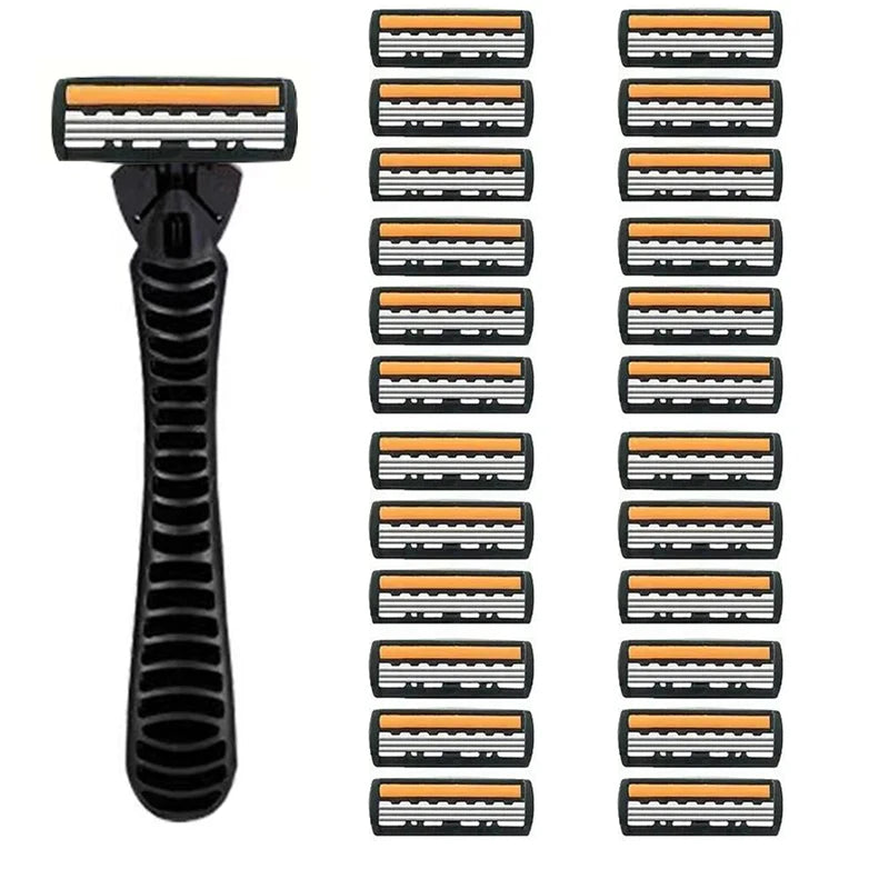3-Layer Stainless Steel Manual Razor for Men – Washable Travel & Home Shaver for Daily Face Care