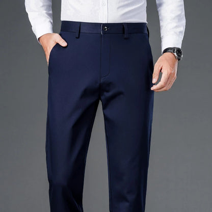 Men's Lightweight Business Casual Pants – Stretch Quick-Dry Straight Leg Trousers in Black & Deep Blue