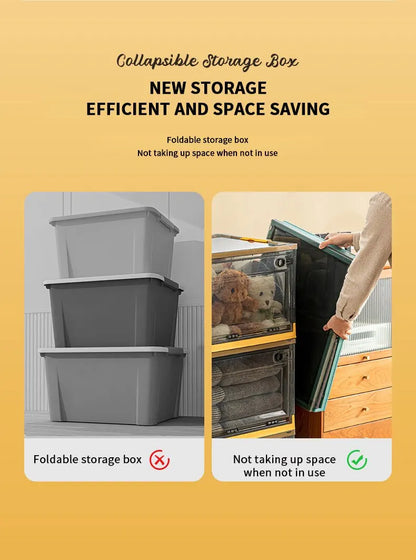 Foldable Transparent Storage Trunk — Large Capacity Plastic Organizer Box for Home, Wardrobe, and Clothes Storage