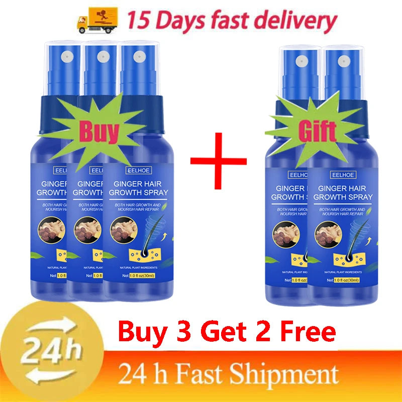 Ginger Hair Growth Serum Spray - Moisturizing Scalp Care and Nourishing Hair Treatment for Men and Women