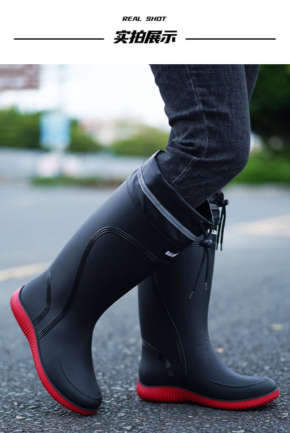 Men’s & Women’s High-End Rain Boots – Waterproof, Non-Slip Short & Mid-Calf Rubber Boots with Drawstring