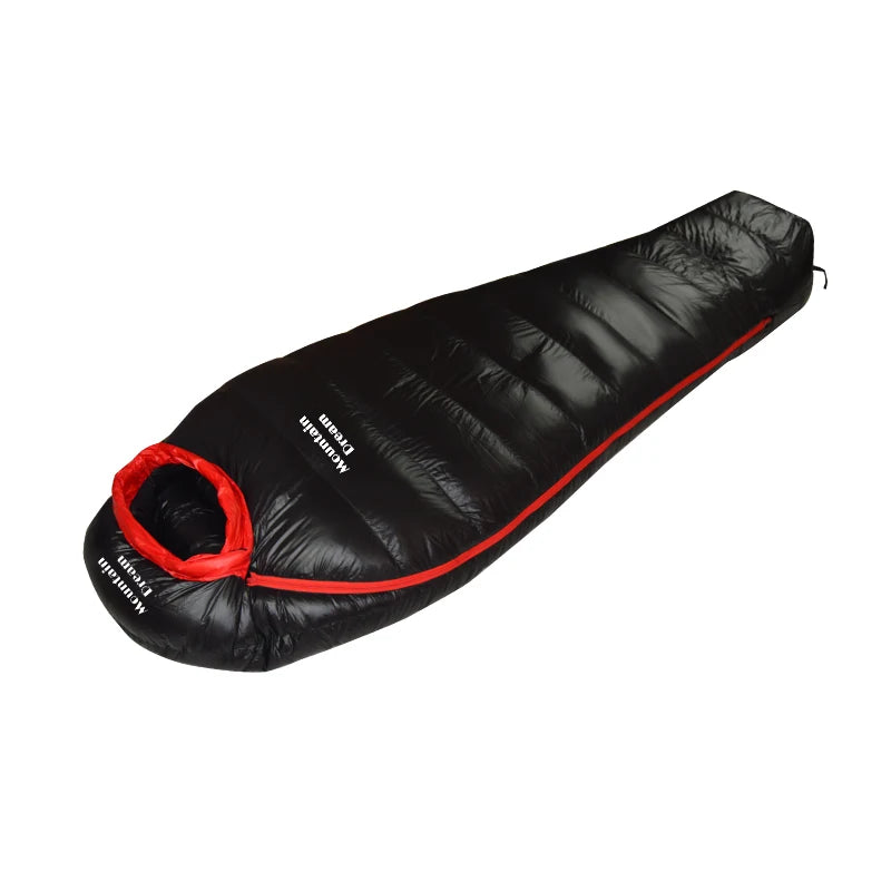 Winter Down Sleeping Bag for Adults – Mummy Style White Goose Down, Warm & Three-Season Camping Bag
