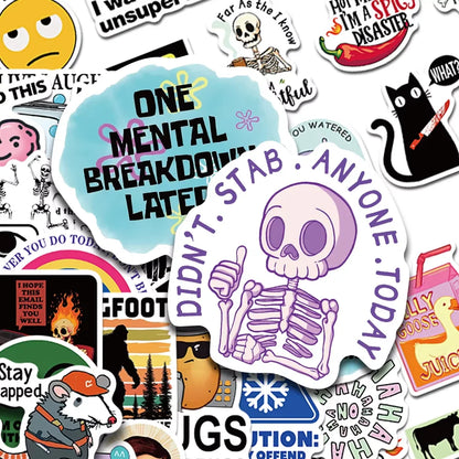 100PCS Cartoon Meme Stickers - Funny Snarky Aesthetic Decals for Phone, Laptop, Scrapbook & More