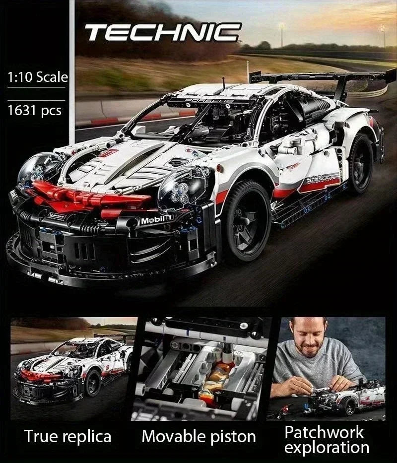 1580+PCS Technical Super Sports Car Building Kit – 1:10 Scale DIY Model Race Car Toy for Kids & Collectors