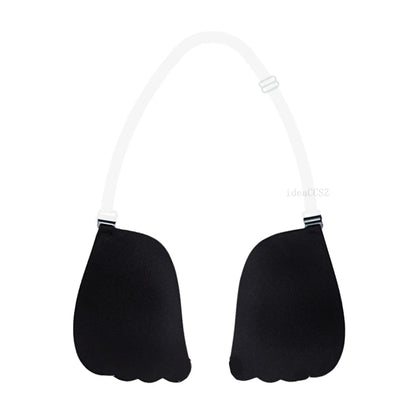 Reusable Silicone Sticky Bra - Backless Strapless Push-Up Wedding Lingerie with Invisible Nipple Covers, E Cup