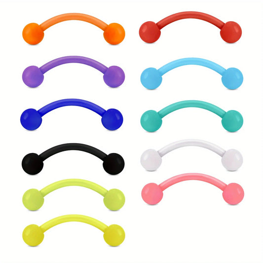 8mm Colorful Plastic Piercing Studs - Soft Lip, Nose & Cartilage Body Jewelry