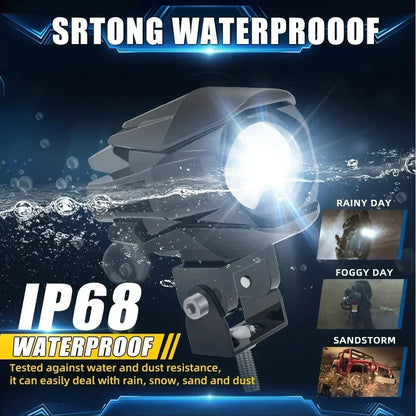 200W LED Motorcycle Spotlight – Fog & Auxiliary Headlights for Off-Road, UTV, Truck, 12V/24V