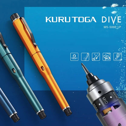 Uni Kuru Toga DIVE Mechanical Pencil 0.5mm M5-5000 – Automatic Self-Rotating Lead Core Pencil for Drawing, Art & Writing Stationery