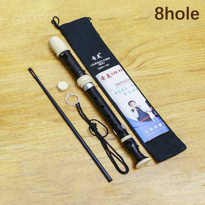 Professional 8-Hole Treble Flute – Soprano Recorder Clarinet, Adjustable, Food-Grade ABS, Non-Toxic Black Sound