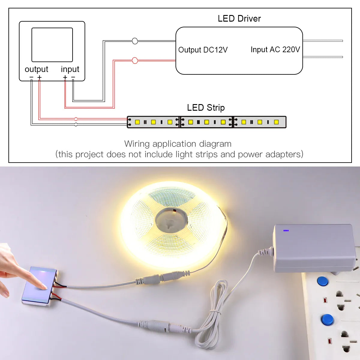 Dimmable Home Lighting Touch Switch - 12V Bathroom Smart Mirror Touch Sensor Control Switch - CCT Adjustable, Compatible with 1-5mm Glass