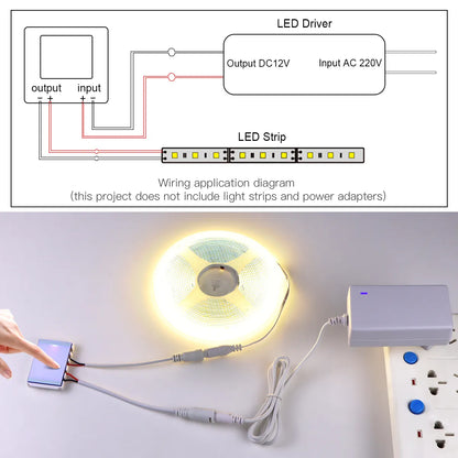 Dimmable Home Lighting Touch Switch - 12V Bathroom Smart Mirror Touch Sensor Control Switch - CCT Adjustable, Compatible with 1-5mm Glass