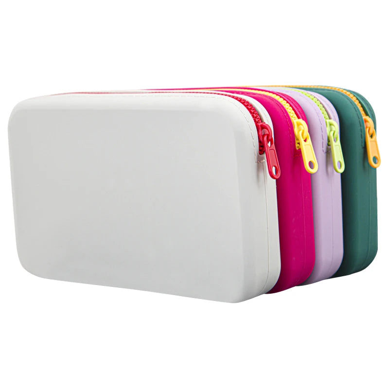 Large Capacity Square Silicone Cosmetic Storage Bag: Portable Travel Makeup Brush Holder - Waterproof Organizer for Beauty Essentials