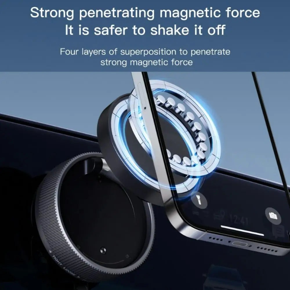 Vacuum Suction Magnetic Phone Holder – 360° Rotating Hands-Free Foldable Car & Smooth Surface Mount
