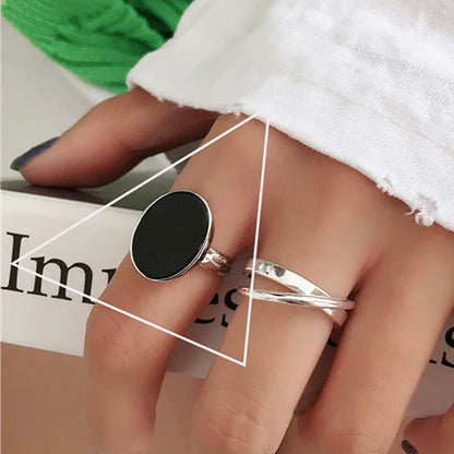 VENTFILLE 925 Sterling Silver Adjustable Ring – Vintage Hollow Line Punk Hip Hop Couple Jewelry