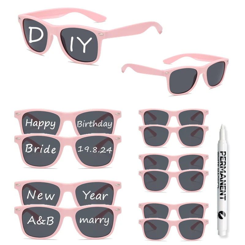 KAMMPT 12-Pair Candy Color Sunglasses Set – Fashion DIY Bride Decor Shades for Women, Festivals & Party Gifts