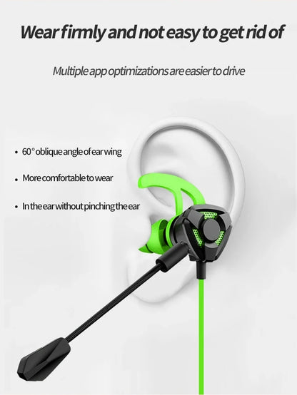 ESports Gaming Earbuds with Microphone - Noise Cancelling Wired Headset for Mobile & PC, PUBG Compatible