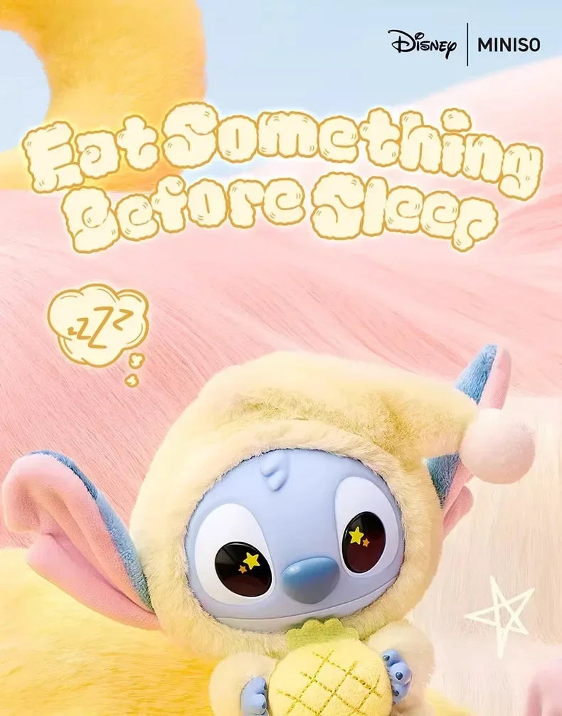 Miniso Disney Stitch Vinyl Blind Box – 'Eat Something Before Sleep' Series Mystery Bag Pendant Toy, Cute Collectible Gift for Adults