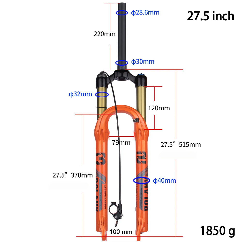 BOLANY Mountain Bike Fork – 29 Inch MTB Air Suspension, Shock Absorbing Fork for Downhill & MTB Bikes