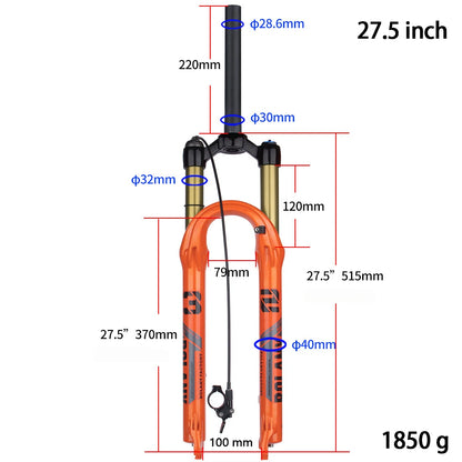 BOLANY Mountain Bike Fork – 29 Inch MTB Air Suspension, Shock Absorbing Fork for Downhill & MTB Bikes