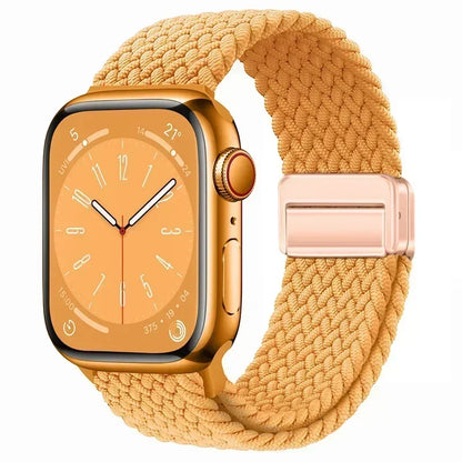 Nylon Braided Loop Apple Watch Band – Magnetic Metal Bracelet Strap for Ultra 2, Series 3–9 & SE (40mm–49mm) Adjustable Wristband