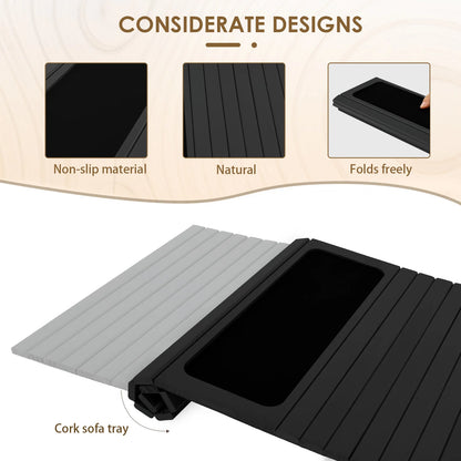 Wooden Sofa Arm Tray – Folding Design, Sturdy & Convenient Tray for Storage and Home Use