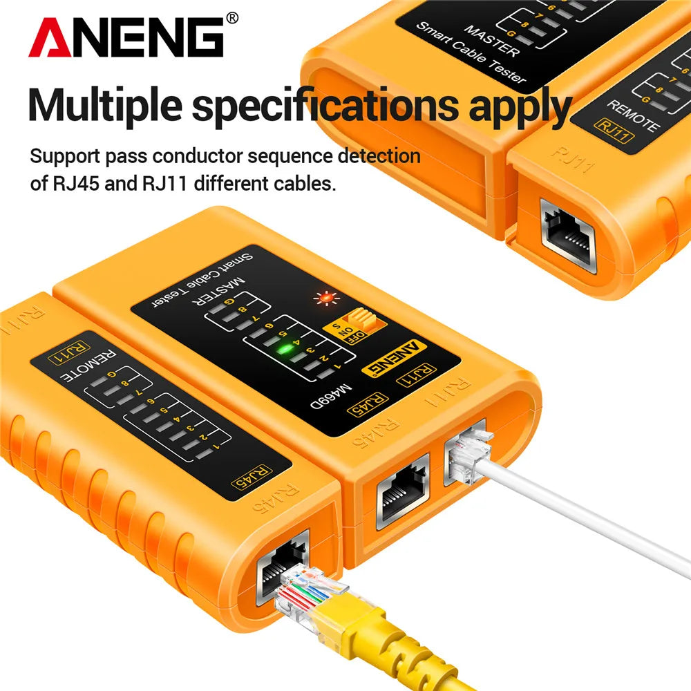 Professional Network Cable Tester M469D — RJ45/RJ11/RJ12 CAT5 UTP LAN Analyzer for Networking & Repair Tools