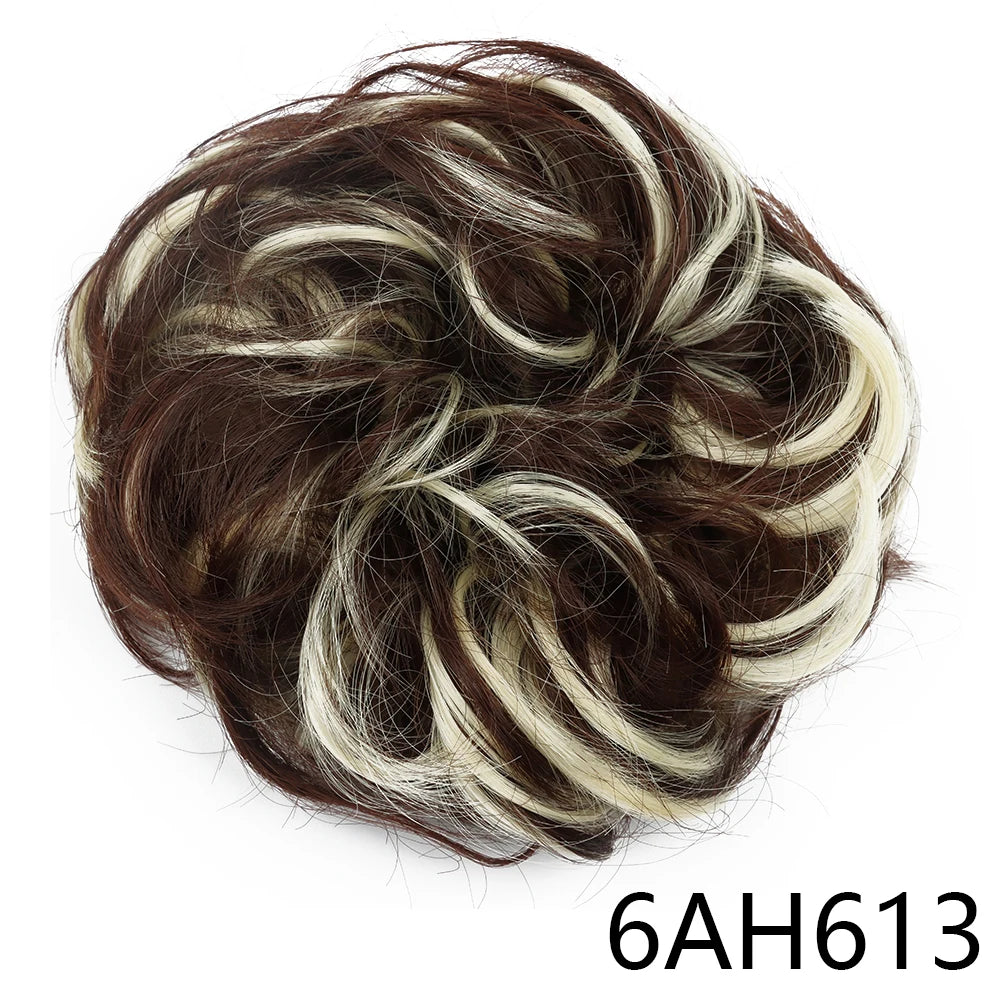 Synthetic Wavy Hair Bun Wig – Elastic Rubber Scrunchie Curly Ponytail Hair Extension for Ladies