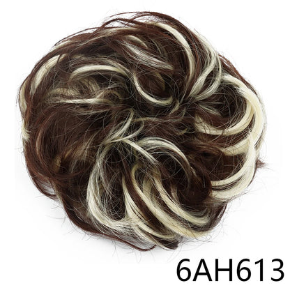 Synthetic Wavy Hair Bun Wig – Elastic Rubber Scrunchie Curly Ponytail Hair Extension for Ladies