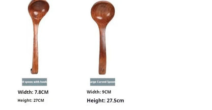 Non-Stick Wooden Cooking Spoon — Solid Anti-Scalding Soup Ladle for Daily Kitchen Use