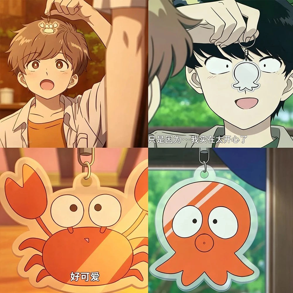 Anime Go For It Nakamura-kun Acrylic Keychains - Octopus & Crab Keyring Desk & Car Decorations