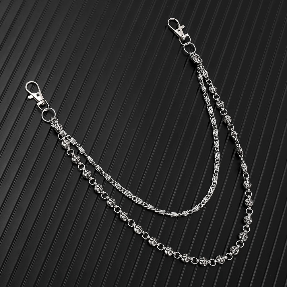 Harajuku Denim Hip Hop Chain - Personalized Punk Double-Layer Waist Chain for Unisex Streetwear