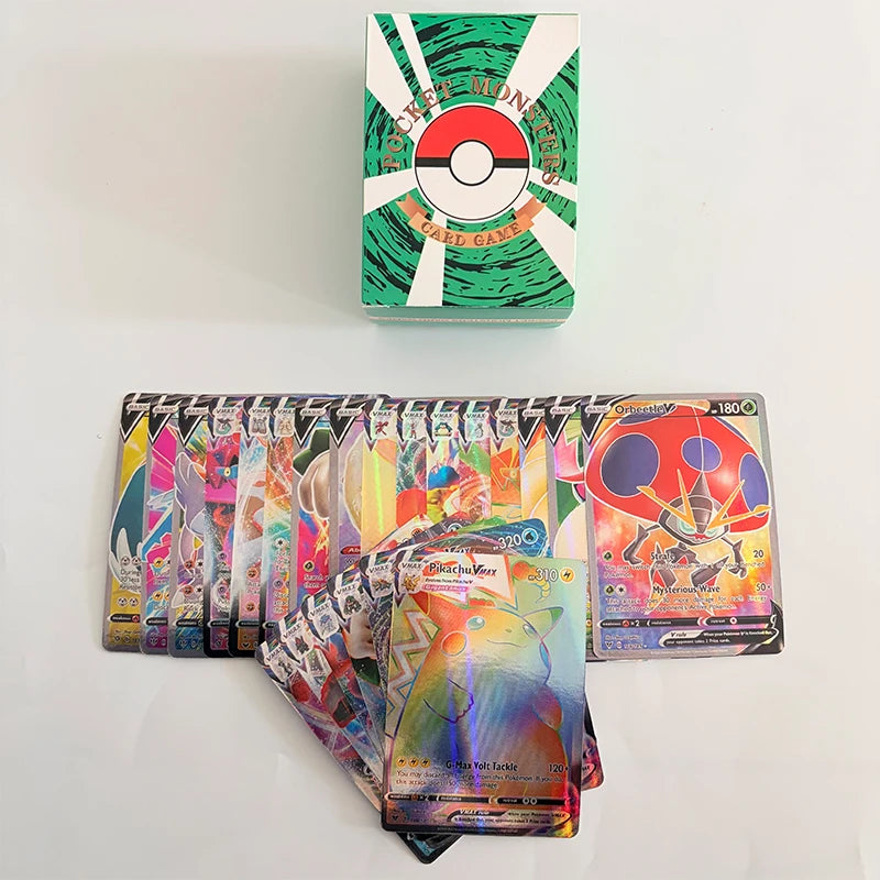 55/100pcs Pokémon VMAX & GX Pikachu Card Set – Rare Battle Trainer Collection for Kids & Gift Toy