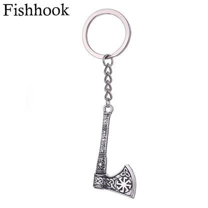 SKYRIM Viking Keychain – Punk Gothic Axe Talisman, Slavic Irish Knot Pagan Amulet Pendant, Men's Jewelry Gift