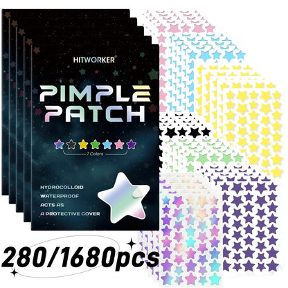 1680-Count Star-Shaped Pimple Patches - Multicolor Acne and Blemish Cover Stickers for Daily Facial Skincare