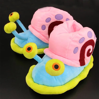 Funny Snail Cartoon Slippers – Warm Cotton Indoor Anti-Slip Shoes for Men & Women Winter
