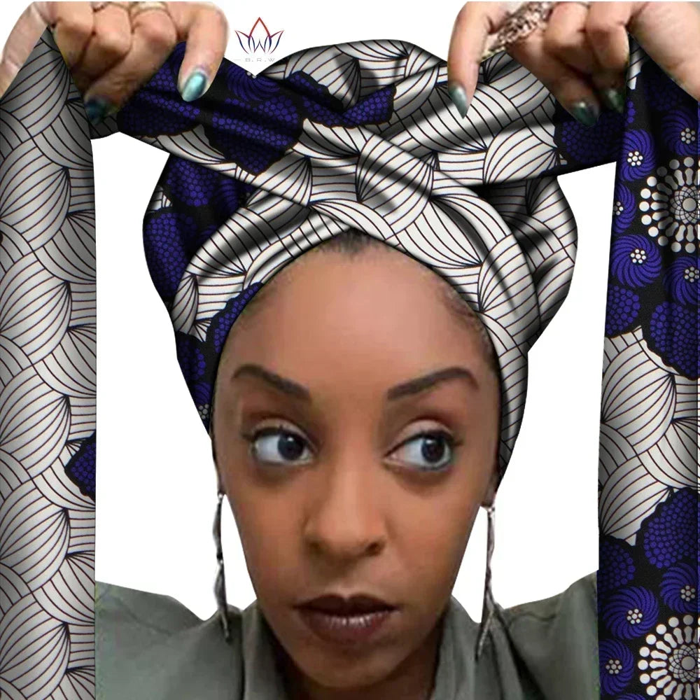 African Print Bonnet with Long Ribbon - Large Size Ankara Hair Wrap Cap for Women, Single Layer Head Cover