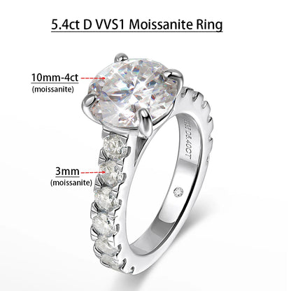 Serenity D Color VVS1 Moissanite Row Ring 1.4cttw — 100% S925 Sterling Silver Lab Diamond Ring for Women, 18K Plated Anniversary Gift