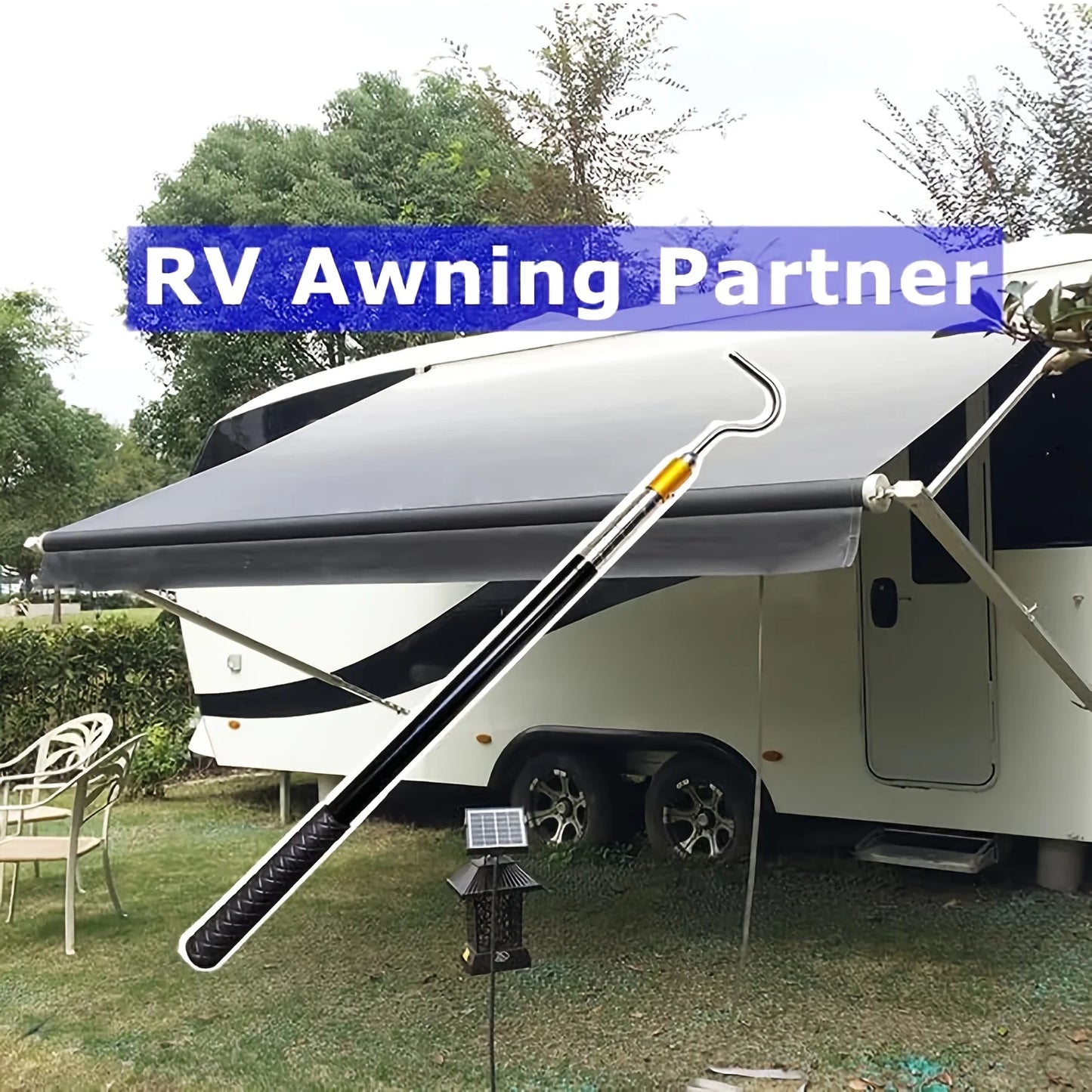 RV Awning Opener Pull Rod Telescopic Reach Pole 16–60 Inch Multi-Section Locking for Tent, Camper & Canopy Use