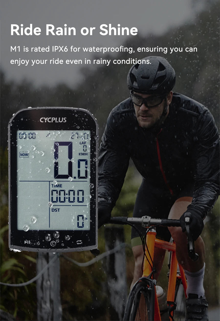 CYCPLUS M1 GPS Bicycle Computer - Bluetooth 5.0 & ANT+ Cycling Speedometer | Speed Meter Compatible with Garmin Zwift | Bike Accessories