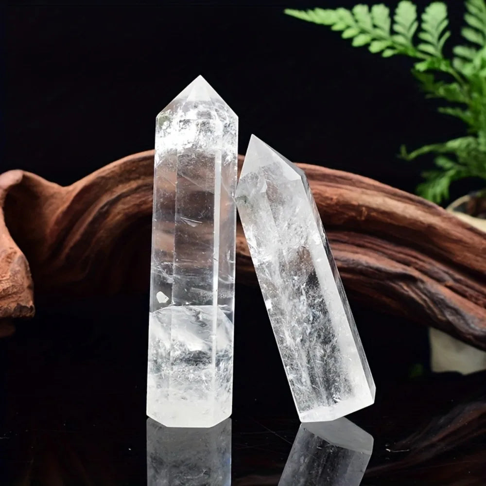 Clear Quartz Crystal Point - Natural Hexagonal Obelisk Stone Room Decor