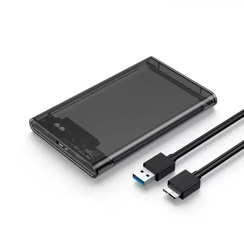 USB 3.0 2.5 Inch External Hard Drive Enclosure – Transparent SATA HDD/SSD Case, 5–6Gbps High-Speed Storage Case for Laptop & PC