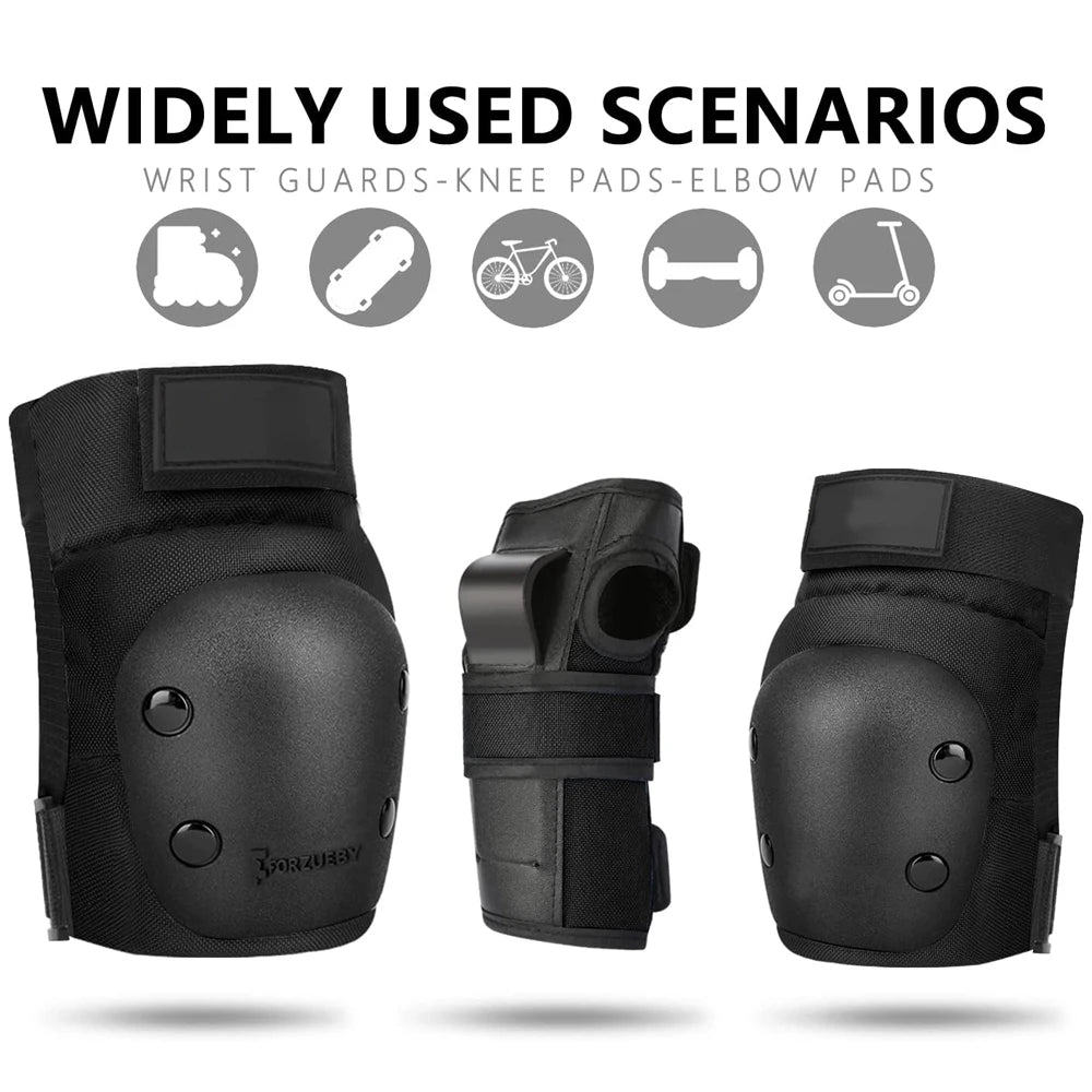 Adult/Kids 6-in-1 Protective Gear Set – Knee Pads, Elbow Pads & Wrist Guards for Skating, Skateboarding, Scooter & BMX