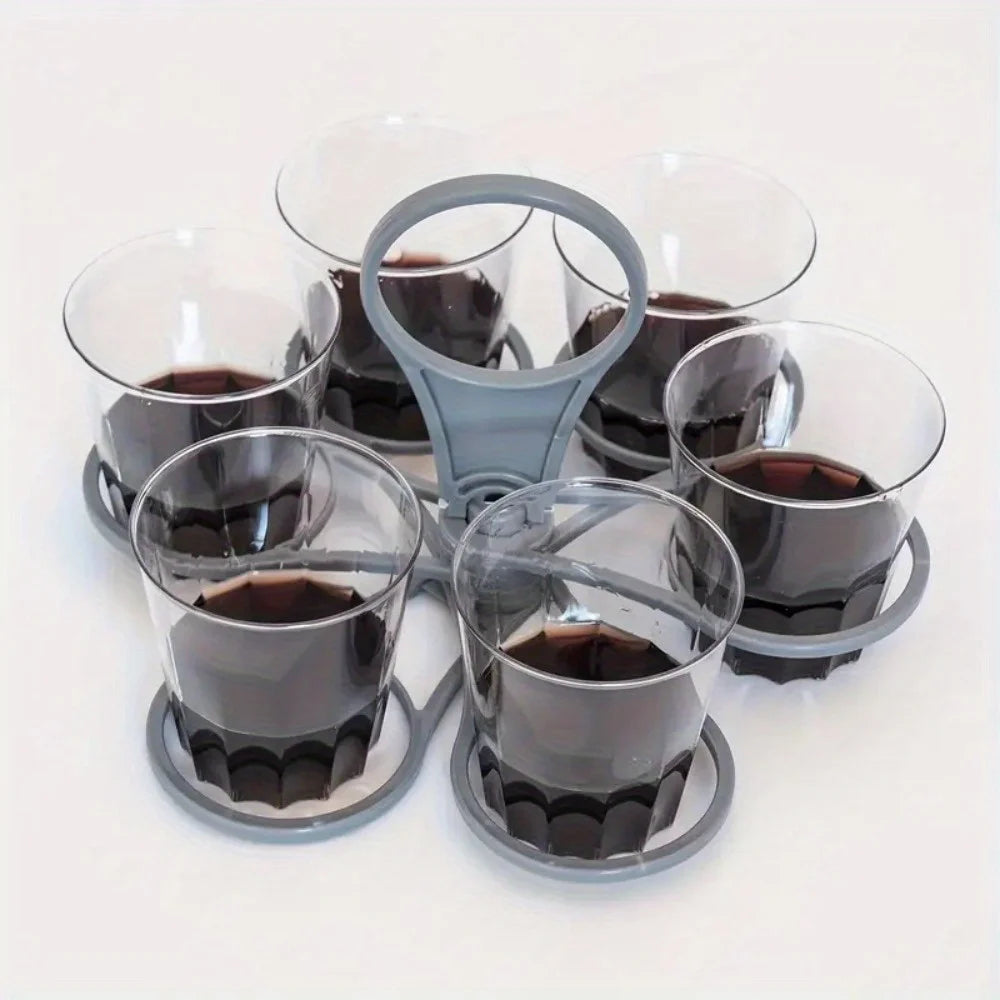 Portable 6-Slot Folding Drink Holder Tray with Handle – Reusable Beverage Carrier for Picnics, Parties & Outdoor Use (1/2 Pack)