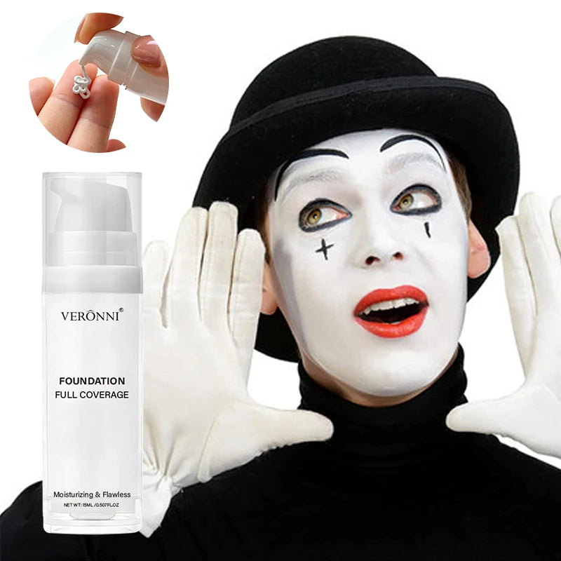White Liquid Foundation - Full Coverage Long-Lasting Matte Makeup for Goth Looks and Cosplay