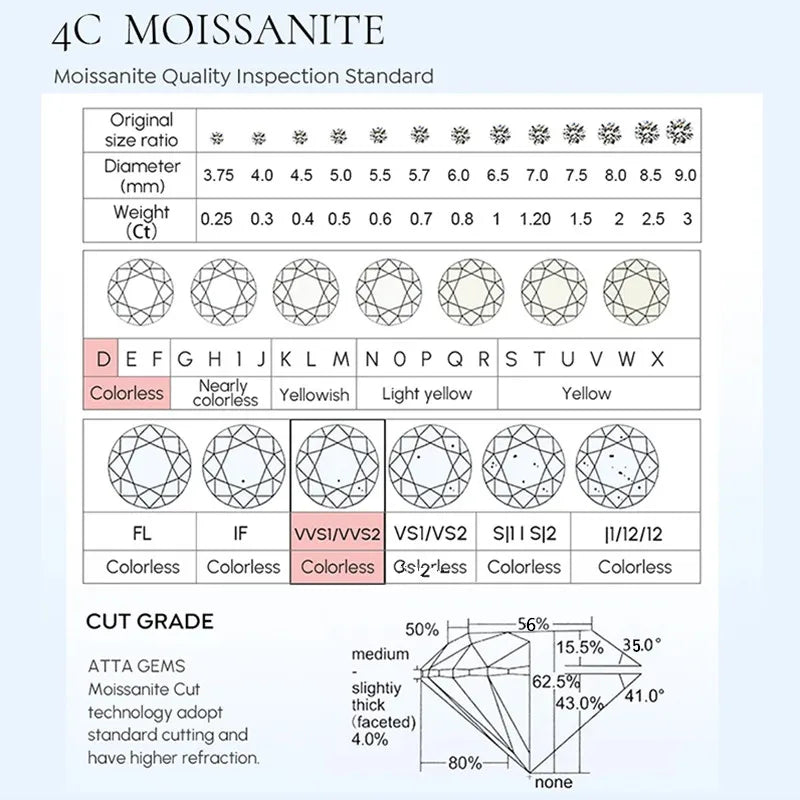 100% Pass Diamond Tester Pen & Moissanite Ring – Matching 925 Sterling Silver Wedding Band for Women