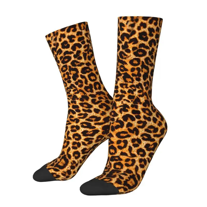 Custom Funny Leopard Print Socks – 3D Animal Cheetah Pattern Warm Sports Socks for Men & Women